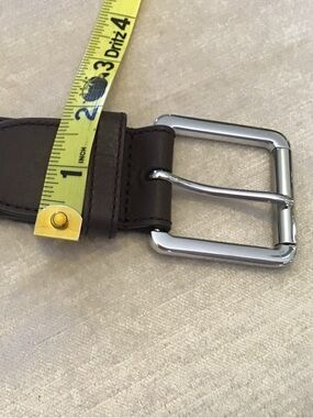 Ralph Lauren Brown Leather Belt with Silver Buckle